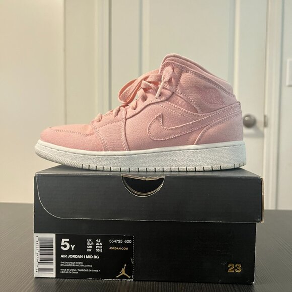 Air Jordan 1Mid Bg sheen/sheen-white brilliance/blanc US 5Y UK 4.5 EUR 37.5 - Picture 1 of 9